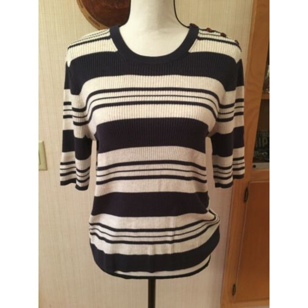 Madewell Womens XL Blue And Cream Striped Sweater